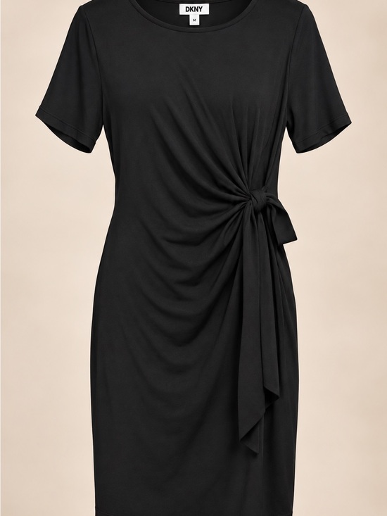 Dkny Dresses & Skirts - DKNY Black Short-Sleeve Side-Tie Knit Dress